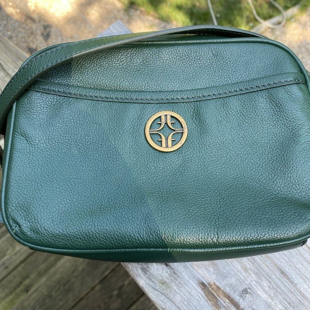 Fossil Brennon Green Leather Oval Crossbody Bag Green